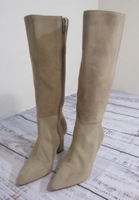 Vince Camuto Tressara Beige Tostado Gamuza Cuero Cremallera Tacón Botas Mujer 5M Foto 1 de 4