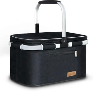LIQING 35L Large Picnic Basket Shopping Travel Camping Grocery Bags 2 Layers of - Picture 1 of 10