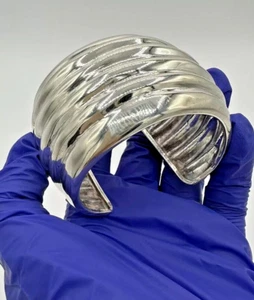 Taxco Vintage Mexico Sterling Silver 925 Wide Chunky Cuff Bracelet 57mm 84g - Picture 1 of 24