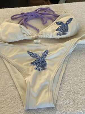 PLAYBOY BIKINI  SEQUIN PURPLE BUNNYHEAD SIZE 4 INSIDE TAGS ACTUAL PICS NEW - Image 1 of 4