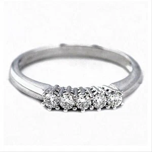 Anello Semi-Veretta Donna Oro Bianco 18 Kt Cod:V031 O. Diamanti Naturali 0.35 Ct - Imagen 1 de 3
