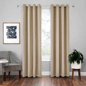 2 PCS New Blockout Curtains Thermal Blackout Curtains Fabric Pair Eyelet Bedroom - Bild 1 von 48