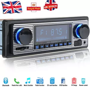 Retro Car Bluetooth Compatible Radio MP3 Player Stereo USB/AUX/SD/ISO/FM Classic - Picture 1 of 12