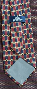 Stafford Multi-Color - Navy Blue/Red/Gold - Mens Neck Tie - Striped/Chain Design - Picture 1 of 8