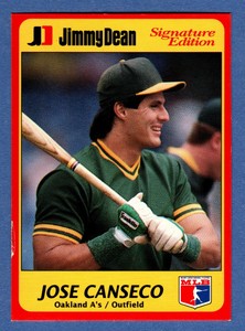 Jose Canseco 1991 Jimmy Dean Signature Edition Baseball Card #19 Oakland A's