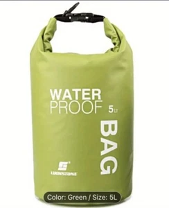 Waterproof Dry Bag 5Lt Roll Top Green - Boating, Snowboarding, Skiing, Kayaking - Picture 1 of 6