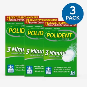 Polident Antibacterial Denture Cleanser – 84 Tablets – Pack of 3 2025/11/30 NEW - Picture 1 of 3