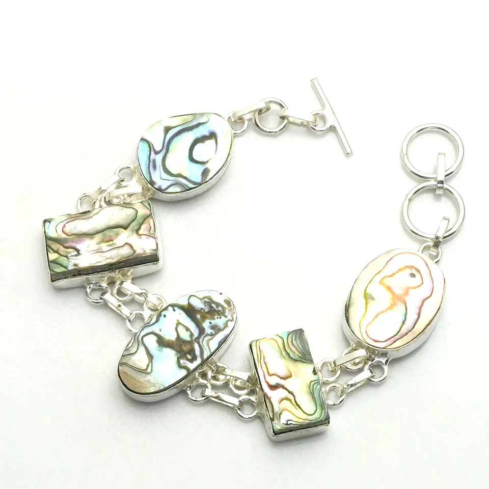 Pulseira feita à mão de pedra preciosa concha Abalone 31 gms para o Natal AB 20516 - Imagem 1 de 1