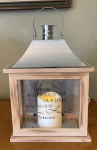 Carson Hearts Forever LED Candle Memorial Glass Panels Lantern 8.5” x 5”x 13” - Picture 1 of 14