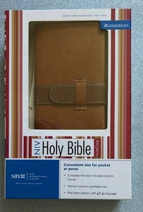 NIV Holy Bible by Zondervan Italian DuoTone Caramel/Chocolate TrimLine Book NIB - Foto 1 di 5