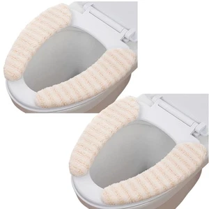 2Pairs Plush Warm Thick Padded Toilet Seat Cover Mat Non Slip Soft Toilet Sea... - Picture 1 of 2