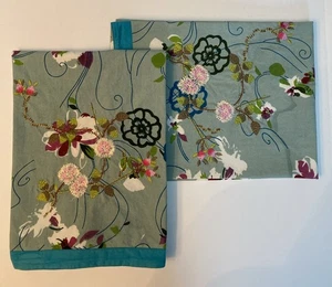 2 New Vtg Looking Cotton Tea Hand Guest Towels Embroidered Florals By Edge - Picture 1 of 19