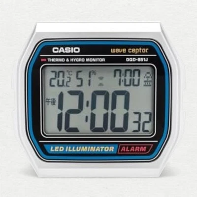 CASIO WAVE CEPTOR DQD-851J-8JF Electric Wave Alarm Clock Digital Silver - Image 1 of 4