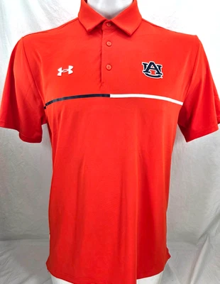 NEW Auburn Tigers Under Armour SS Orange Collared Golf Polo Shirt Men's L - Image 1 of 4