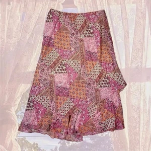 Vintage y2k Pink Patchwork Maxi Skirt – Cottagecore Boho Lined Skirt, Size 8 - Bild 1 von 4