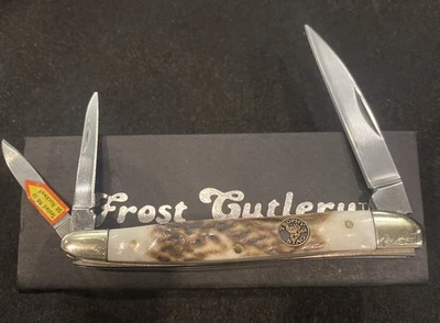 Frost Trophy Stag TS-167DS Stag Handle 3-1/2" Whittler Pocketknife - Image 1 of 4