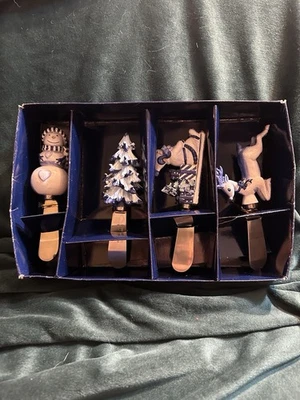 奶酪撒布机 4 件套蓝色和白色圣诞设计-丹麦 — 第 1/4 张图片