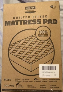 UTOPIA QUILTED FITTED MATTRESS PAD FULL-SIZE WHITE - Picture 1 of 2