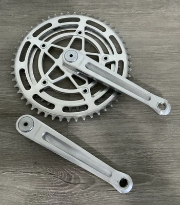 JUEGO DE BIELAS STRONGLIGHT DOBLE 45-52 DIENTES 170 MM LONGITUD BRAZO PEDAL FRANCÉS ROSCAS Foto 1 de 4