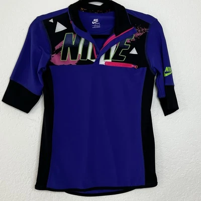 Nike Sportswear Tech Azul Brillante Neón Cuarto Cremallera Camisa para Correr Mujer’s Pequeña Foto 1 de 4