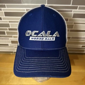 Ocala Horse Sale Bordado Logo Azul y Blanco Malla Espalda SnapBack Sombrero de Camionero - Imagen 1 de 10