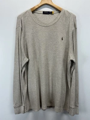 Polo Ralph Lauren Thermal Shirt Sz XXL 2XL Mens Tan Pony Logo Waffle Knit - Image 1 of 4