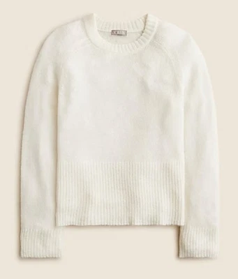 Novo com etiquetas J. Suéter pulôver Crew grande costela alta mistura de lã marfim - Imagem 1 de 4