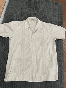 Camicia Vintage Collezione Romani Stampa Permanente Guayabera Bottoni Taglia Media - Foto 1 di 8