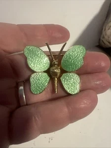 Spilla smaltata vintage farfalla verde giada - Foto 1 di 4