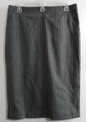 Falda lápiz a rayas gris alfiler para mujer 4 abertura trasera cremallera al máximo oficina carrera Foto 1 de 4