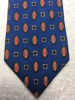 LANDS END MENS TIE BLUE WITH RED AND GRAY 3.75 X 61 - Image 1 of 4