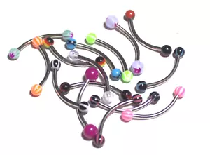 15 - 16g 9/16 UV Glow Ball Face Tongue Septum Ring VCH Ear Snake eyes Look Sexy - Picture 1 of 5