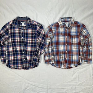Carter’s Long Sleeve Button Up Shirts Boys Size 5 - Plaid - LOT of 2 - Picture 1 of 3
