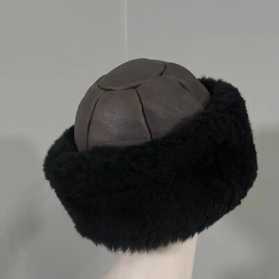Gorro de piel de oveja vintage de cuero HECHO EN Reino Unido Foto 1 de 4