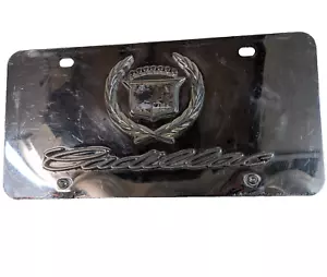 Cadillac Stainless Steel Front License Plate - Worn Cadillac Logo - Picture 1 of 6