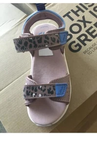 Clarks Clowder Print K Girls Sandals Grey / Pink Leather UK Size 11 F EU 29 - Picture 1 of 7