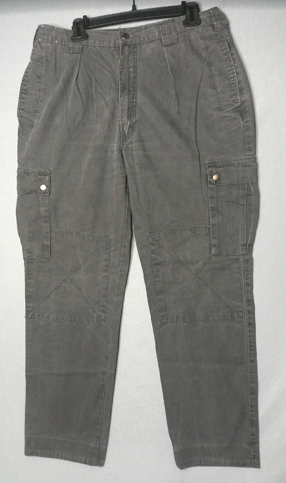 Pantalones cargo vintage para hombre 36x31 negros de lona desteñida doble rodilla Brittania 2427 Foto 1 de 4