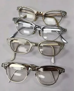 Lot of 4 Vintage Art Craft Prescription Glasses. Aluminum Cat Eye Frames - Picture 1 of 18