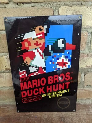 VINTAGE SUPER MARIO BROS. NINTENDO NES VIDEO GAME GAMING METAL SIGN 12" X 8" - Image 1 of 4