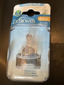 Dr. Brown's Natural Flow Narrow 2 Silicone Nipples Level 3 BPA Free 6m+ Sealed - Picture 1 of 4