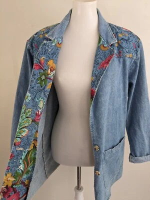 Chaqueta Blazer Vintage De Gran Tamaño Denim Paisley Boho Western Retro Boxy M EE. UU. 90s Foto 1 de 4