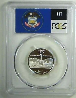 2007-S 25C State Quarter Utah PCGS PR69 DCAM 90% Silver 22llow0112 - Image 1 of 2