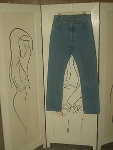 MEN'S LEVI'S PREMIUM 501 BIG E BLUE DENIM BUTTON FLY JEANS TAGGED 29" X 32" - Picture 1 of 12