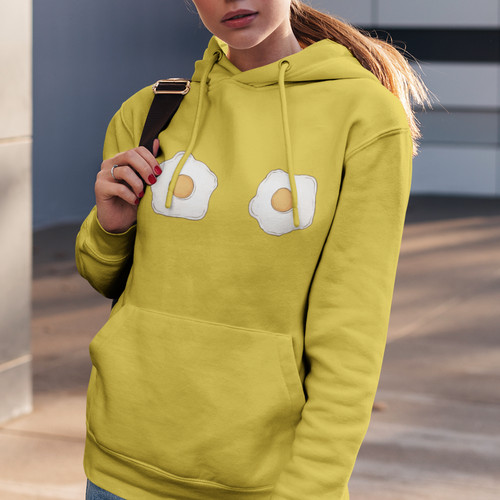 RHUDE Felpa con cappuccio Sunnyside Up Eggs novità divertente scherzo pun sfacciato maleducato pullover regalo