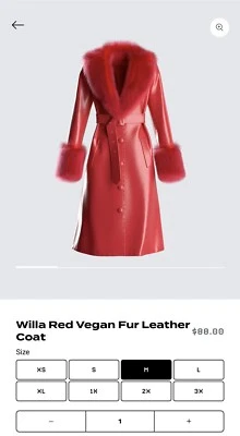 Finesse - Abrigo de cuero de piel vegana rojo Willa. Talla M Foto 1 de 4