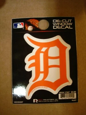 RICO Detroit Tigers Die Cut Decal Orange w/ White Trim 1.5in x 2.5in Olde English D