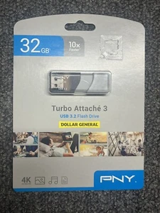 PNY 32GB Turbo Attache 3 USB 3.0 Flash Drive 90 Megabytes Per Second, Grey - Afbeelding 1 van 2