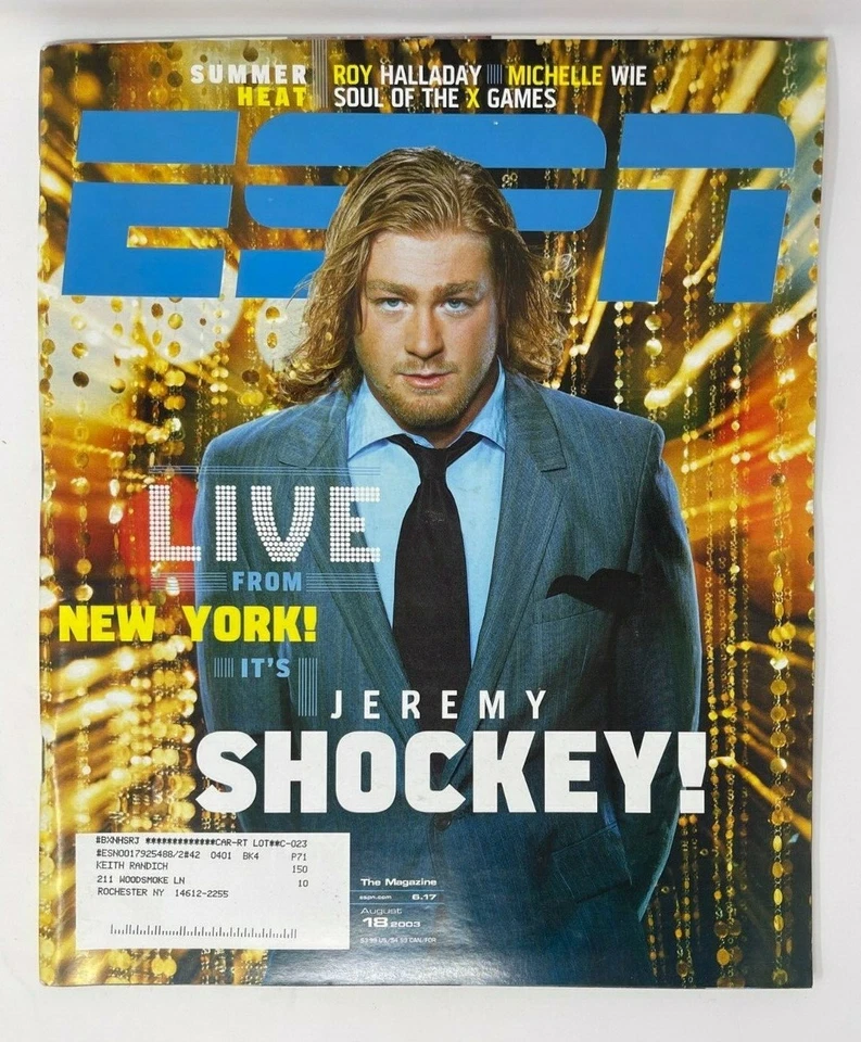 ESPN Magazine Jeremy Shockey Roy Halladay Michelle Wie August 18 2003  - Image 1 of 1