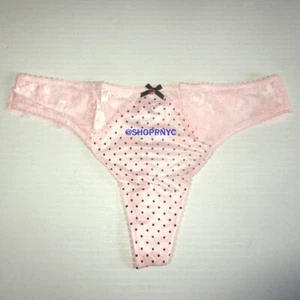 Victorias Secret Body by Victoria Satin Lace Thong Panty Size L Pink Polka Dot - Picture 1 of 5