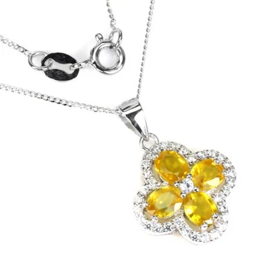 925 Sterlingsilber Halskette Oval Gelber Saphir 5x4mm Edelstein Schmuck - Bild 1 von 4
